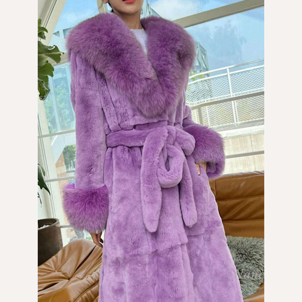 2023 Autumn and Winter Big Fur Collar Fashion Fur Coat Women's Mid-Length Thickened European and American Loose Temperament Coat - KIMLUD