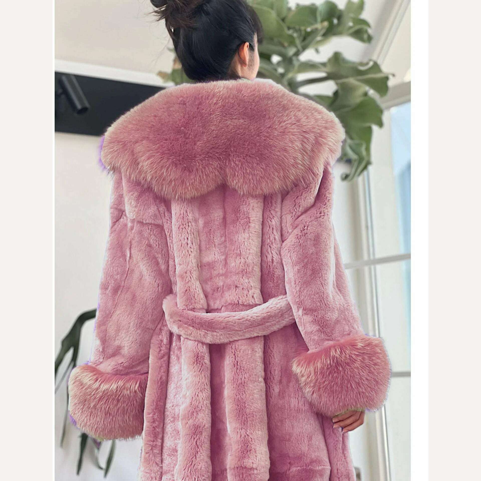 2023 Autumn and Winter Big Fur Collar Fashion Fur Coat Women's Mid-Length Thickened European and American Loose Temperament Coat - KIMLUD