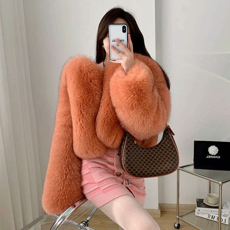 2023 Luxury Lady Winter Full Pelt Real Fox Fur Jacket Thick Warm Natural Fur Coat Women Outerwear Fashion Jacket - KIMLUD