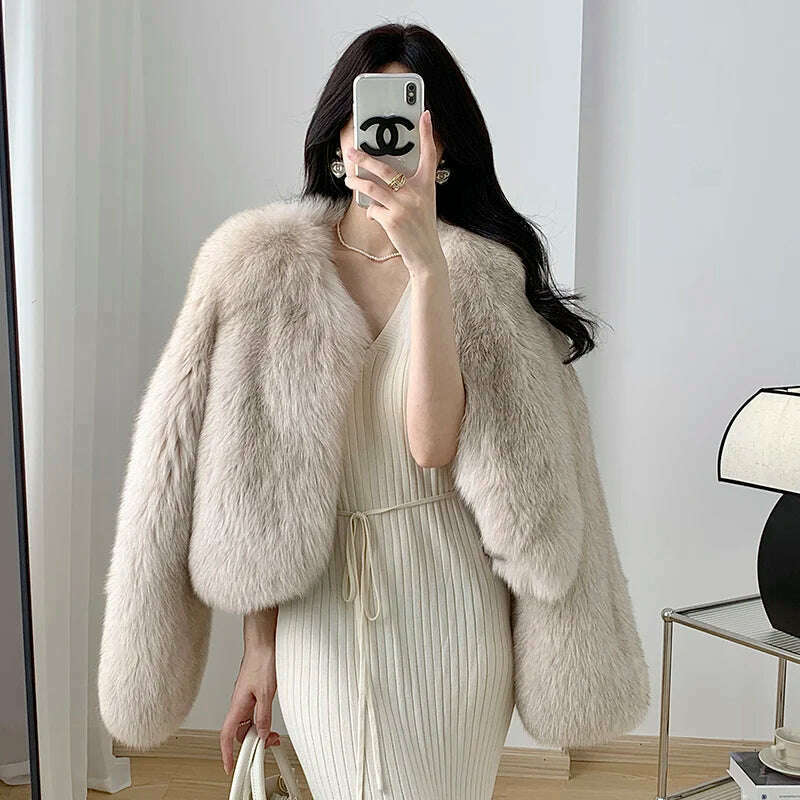 2023 Luxury Lady Winter Full Pelt Real Fox Fur Jacket Thick Warm Natural Fur Coat Women Outerwear Fashion Jacket - KIMLUD