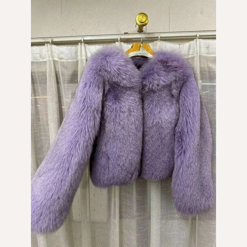 2023 Luxury Lady Winter Full Pelt Real Fox Fur Jacket Thick Warm Natural Fur Coat Women Outerwear Fashion Jacket - KIMLUD