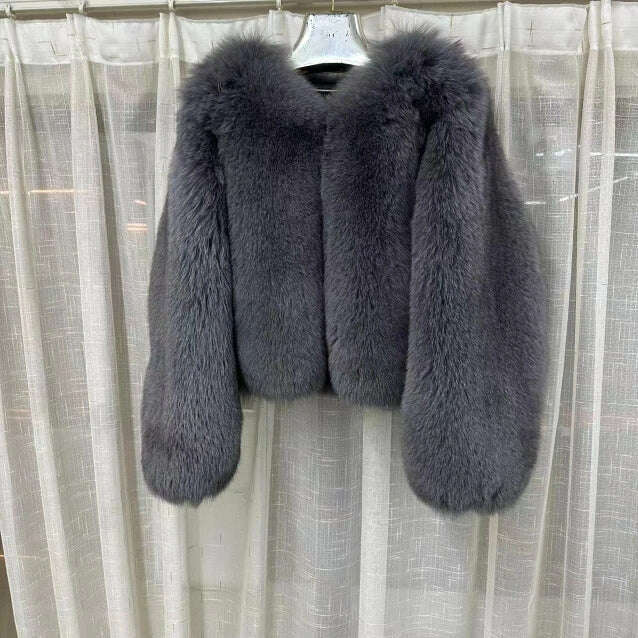 2023 Luxury Lady Winter Full Pelt Real Fox Fur Jacket Thick Warm Natural Fur Coat Women Outerwear Fashion Jacket - KIMLUD