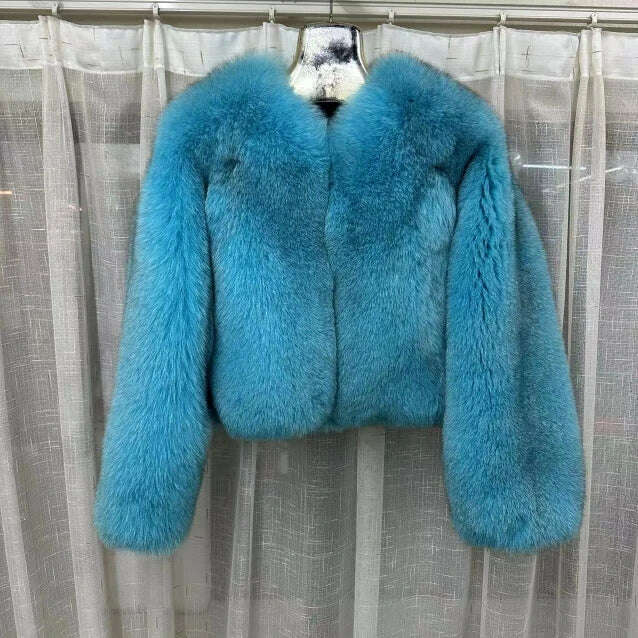 2023 Luxury Lady Winter Full Pelt Real Fox Fur Jacket Thick Warm Natural Fur Coat Women Outerwear Fashion Jacket - KIMLUD