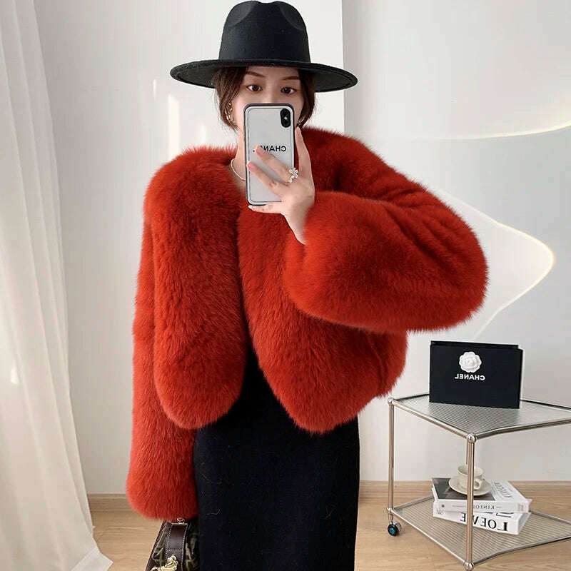 2023 Luxury Lady Winter Full Pelt Real Fox Fur Jacket Thick Warm Natural Fur Coat Women Outerwear Fashion Jacket - KIMLUD