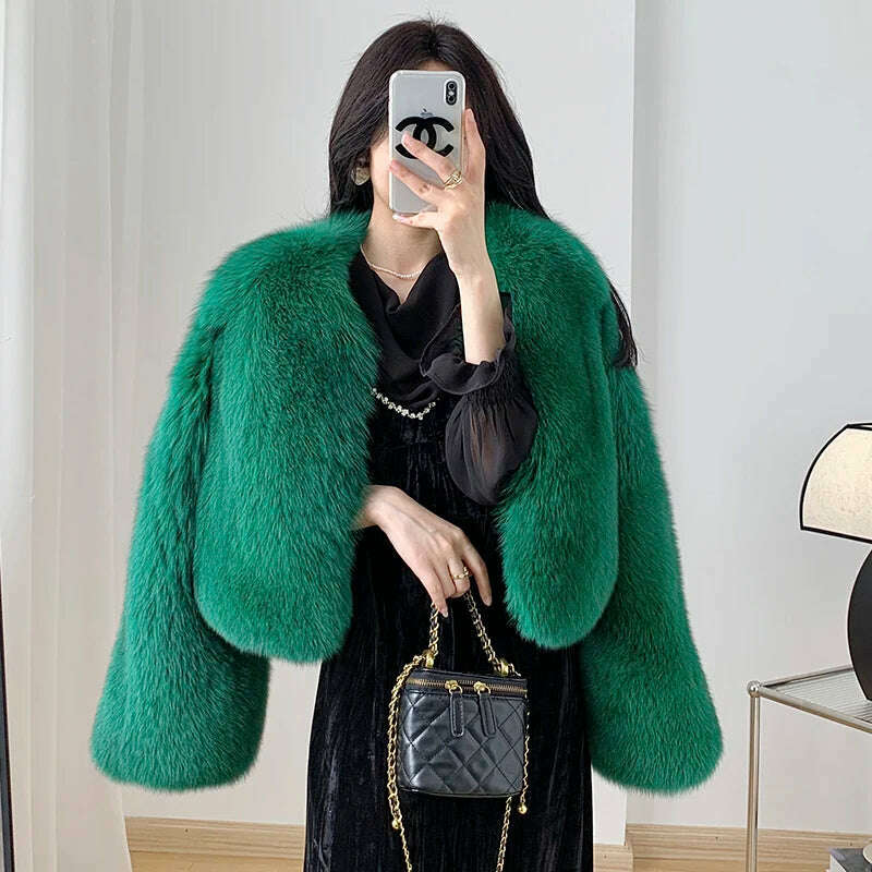 2023 Luxury Lady Winter Full Pelt Real Fox Fur Jacket Thick Warm Natural Fur Coat Women Outerwear Fashion Jacket - KIMLUD