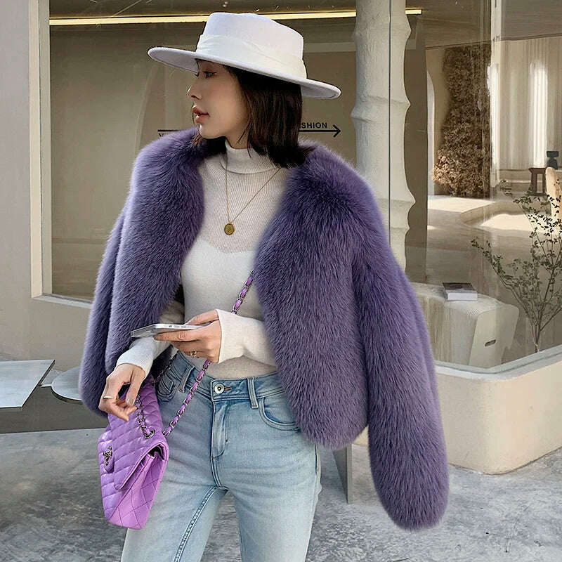 2023 Luxury Lady Winter Full Pelt Real Fox Fur Jacket Thick Warm Natural Fur Coat Women Outerwear Fashion Jacket - KIMLUD