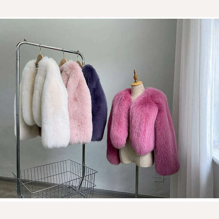 2023 Luxury Lady Winter Full Pelt Real Fox Fur Jacket Thick Warm Natural Fur Coat Women Outerwear Fashion Jacket - KIMLUD
