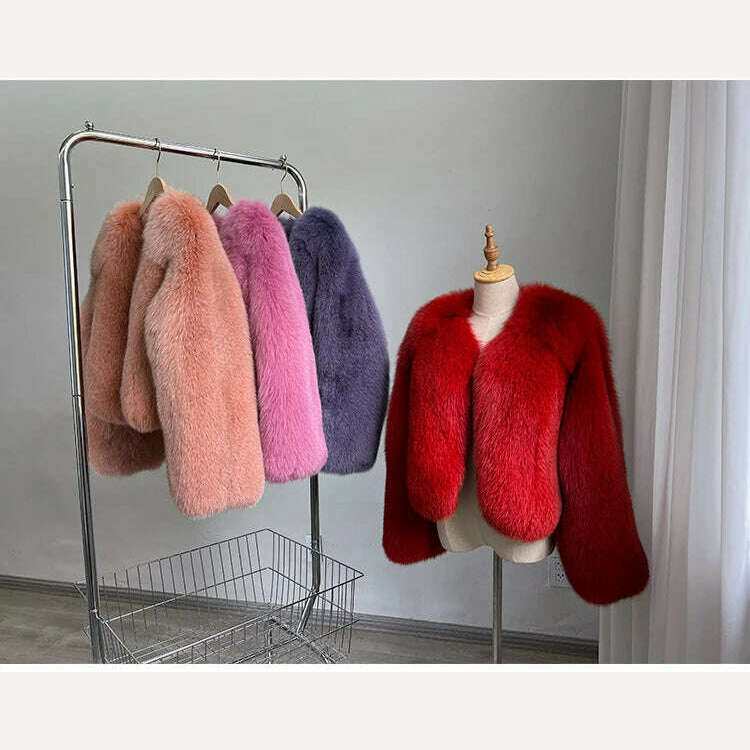 2023 Luxury Lady Winter Full Pelt Real Fox Fur Jacket Thick Warm Natural Fur Coat Women Outerwear Fashion Jacket - KIMLUD