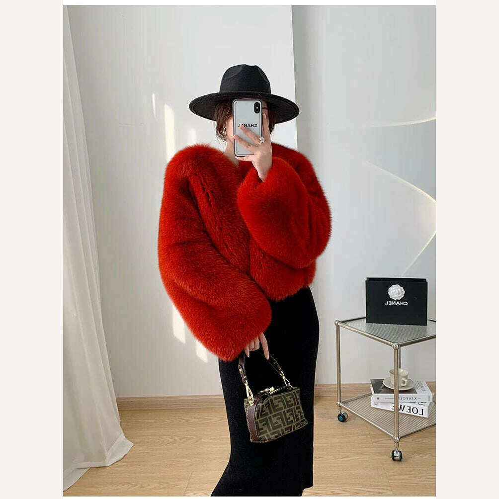 2023 Luxury Lady Winter Full Pelt Real Fox Fur Jacket Thick Warm Natural Fur Coat Women Outerwear Fashion Jacket - KIMLUD