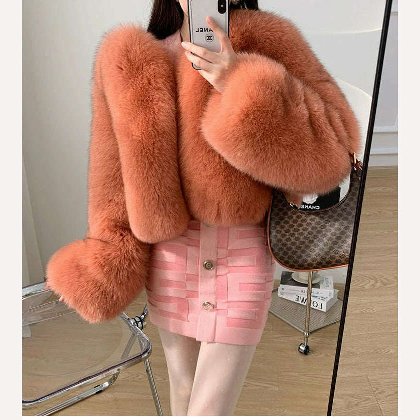 2023 Luxury Lady Winter Full Pelt Real Fox Fur Jacket Thick Warm Natural Fur Coat Women Outerwear Fashion Jacket - KIMLUD