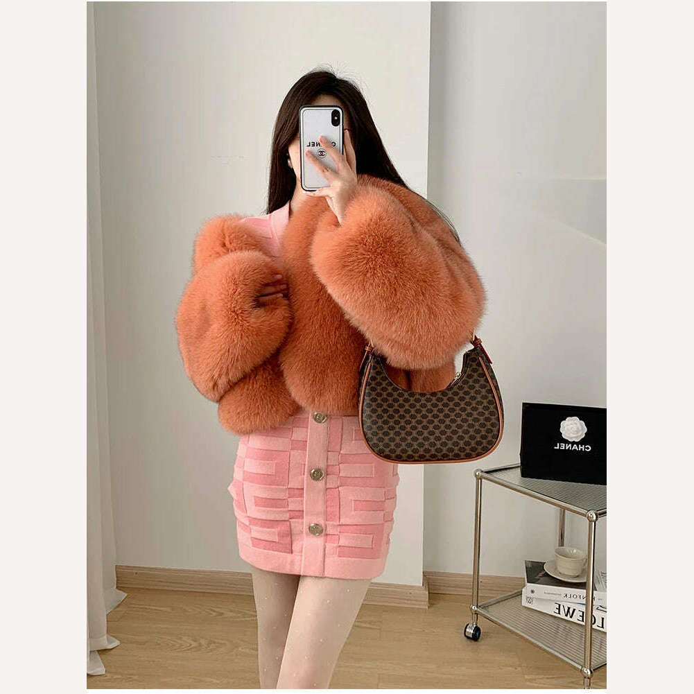 2023 Luxury Lady Winter Full Pelt Real Fox Fur Jacket Thick Warm Natural Fur Coat Women Outerwear Fashion Jacket - KIMLUD