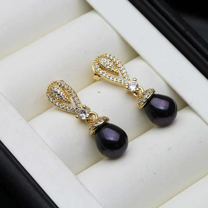 2023 New Dangling Natural Pearl Earrings For Women,Cute Boho Freshwater Pearl Earring Wedding Engagement Gift White Black - KIMLUD