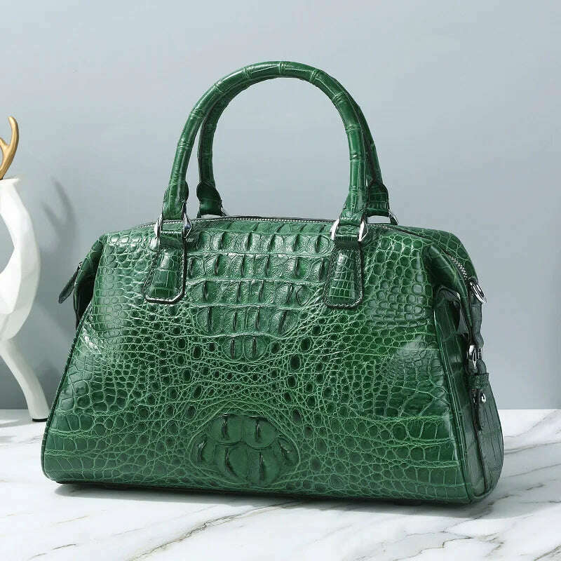 KIMLUD, 2023 New Designer Crocodile Skin Women Travel Handbag Fashion Genuine Leather Lady Shoulder Bag Large Capacity Messenger Bag 50, green, KIMLUD Womens Clothes