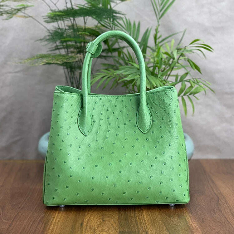 KIMLUD, 2023 New Designer Ostrich Skin Women Handbag Fashion Genuine Leather Lady Messenger Bag Luxury Large Capacity Shoulder Bag 50, green1, KIMLUD Womens Clothes