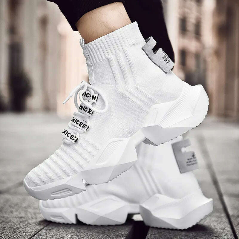 2023 New In Men's Retro Sock Sneakers High Top Chunky Men Shoes Breathable Thick Bottom Casual Shoes Zapatos De Hombre - KIMLUD