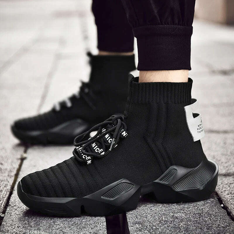 2023 New In Men's Retro Sock Sneakers High Top Chunky Men Shoes Breathable Thick Bottom Casual Shoes Zapatos De Hombre - KIMLUD