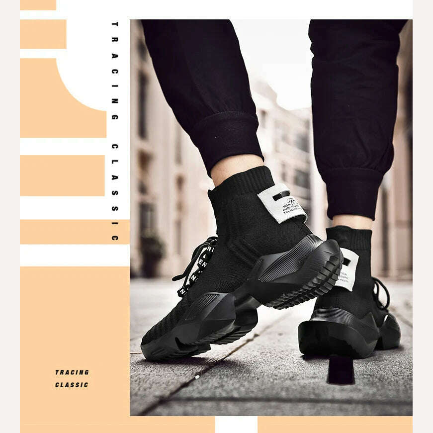 2023 New In Men's Retro Sock Sneakers High Top Chunky Men Shoes Breathable Thick Bottom Casual Shoes Zapatos De Hombre - KIMLUD