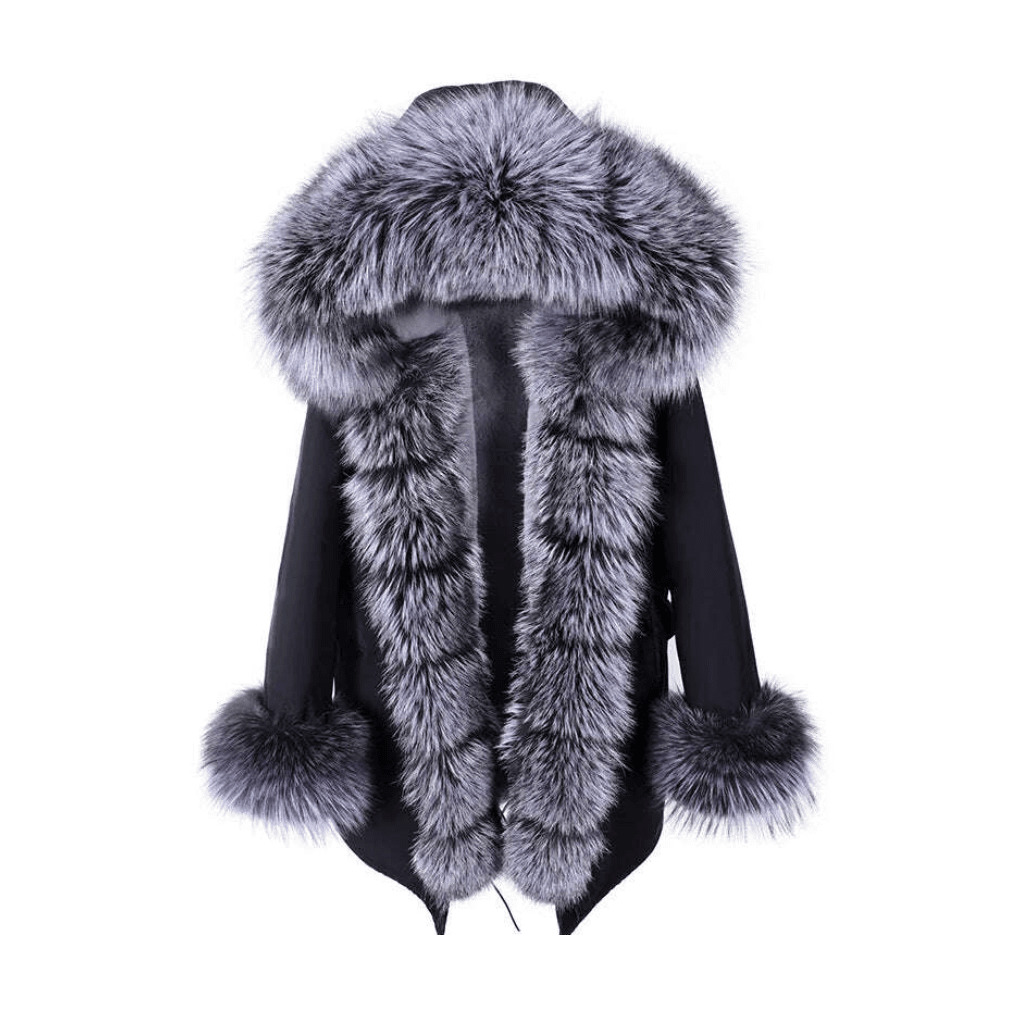 2023 New Winter warm Coat Natural Real Fox fur Jacket Hooded Black Woman Parkas Mulher Parkas Women's Jacket - KIMLUD