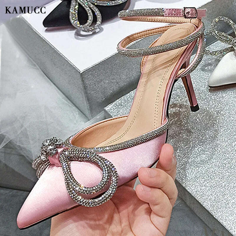 2023 Wedding Women's High Heels New Pearl High Heels Sexy Pointed Sandals Party Fashion Women's Shoes High Heel Rhinestone Shoes - KIMLUD