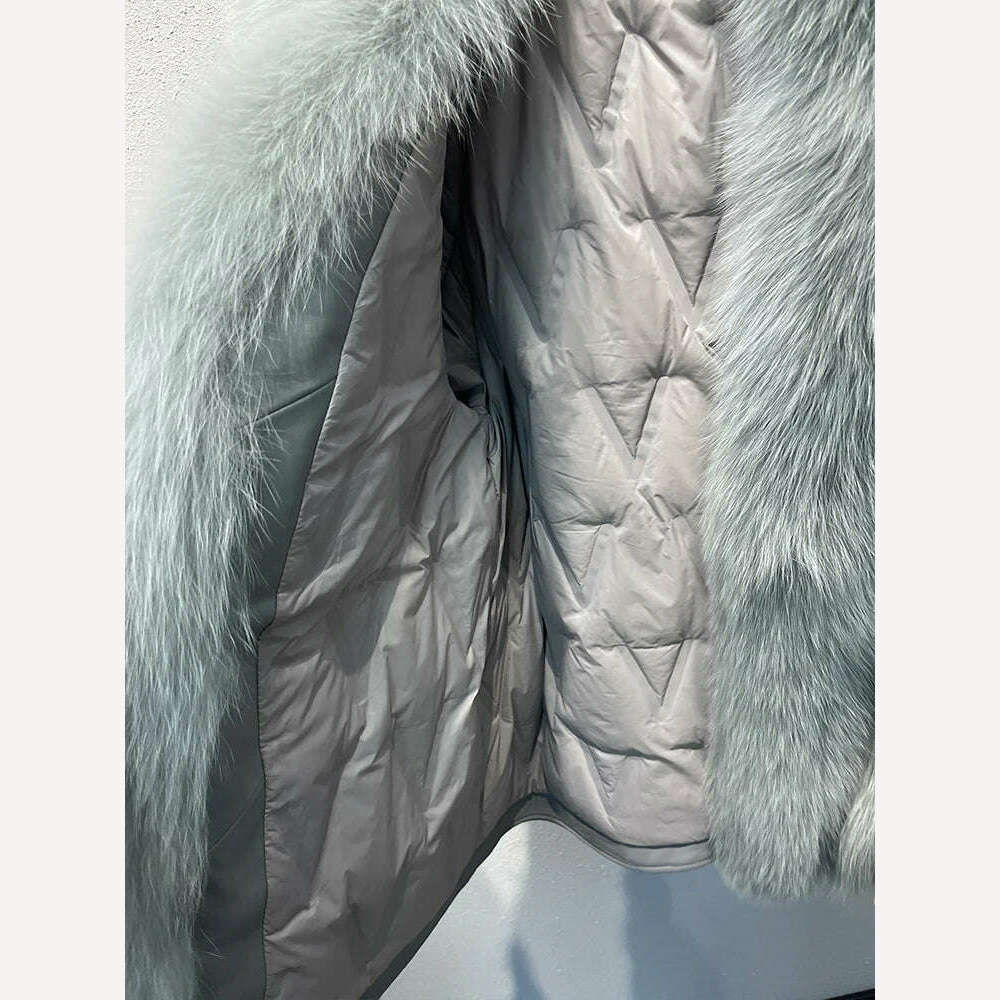 2023 Winter Women Real Natural Fox Fur Coat Geniune Sheepskin Leather Goose Down Jacket Luxury Thick Warm Female Coat Outwear - KIMLUD