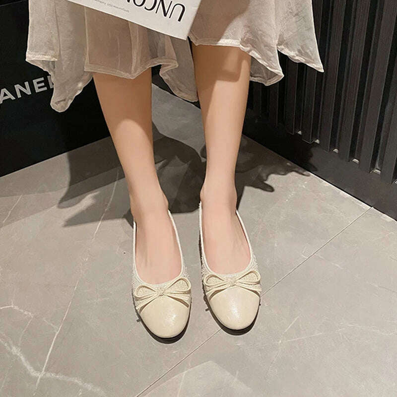 KIMLUD, 2024 Luxury Woman Flat Sandal Dress Shoes High Heels Retro Closed Square Toe Mules Shoes Girls Wedding Shoe Casual Flat Shoes, KIMLUD Womens Clothes