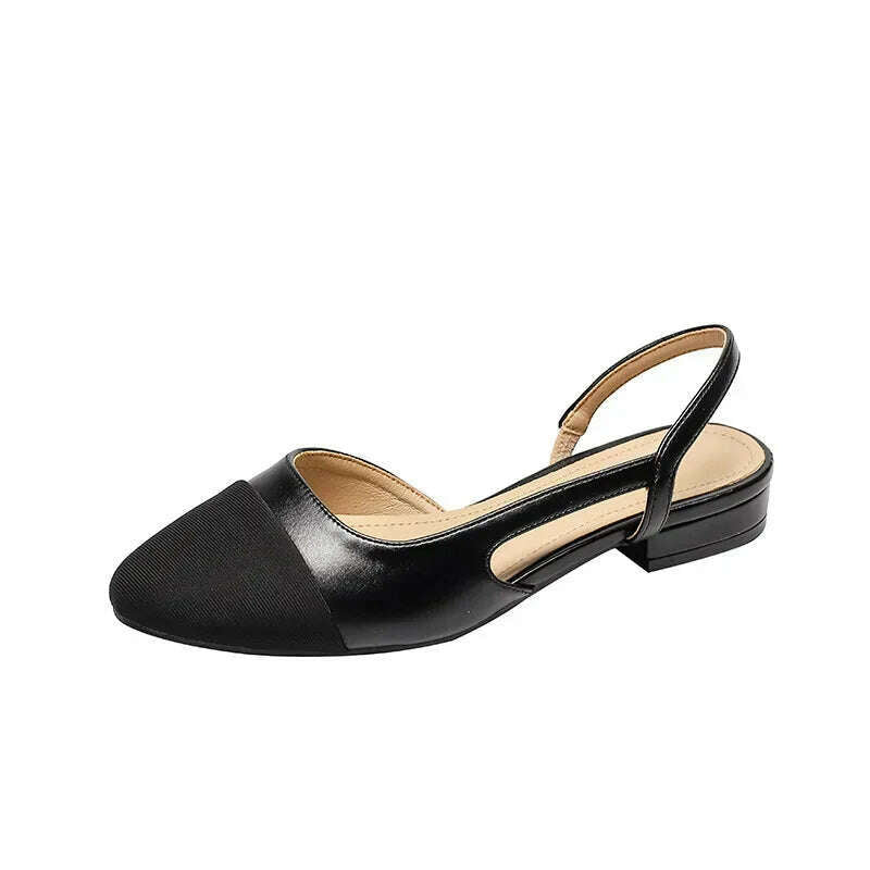 KIMLUD, 2024 Luxury Woman Flat Sandal Dress Shoes High Heels Retro Closed Square Toe Mules Shoes Girls Wedding Shoe Casual Flat Shoes, Black low heel / 36, KIMLUD APPAREL - Womens Clothes