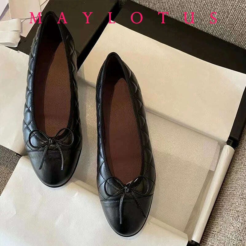 KIMLUD, 2024 Luxury Woman Flat Sandal Dress Shoes High Heels Retro Closed Square Toe Mules Shoes Girls Wedding Shoe Casual Flat Shoes, Black 2 bow / 41, KIMLUD APPAREL - Womens Clothes