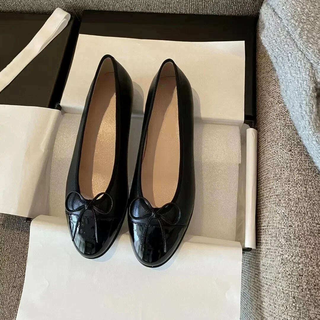 KIMLUD, 2024 Luxury Woman Flat Sandal Dress Shoes High Heels Retro Closed Square Toe Mules Shoes Girls Wedding Shoe Casual Flat Shoes, Black bow / 42, KIMLUD APPAREL - Womens Clothes