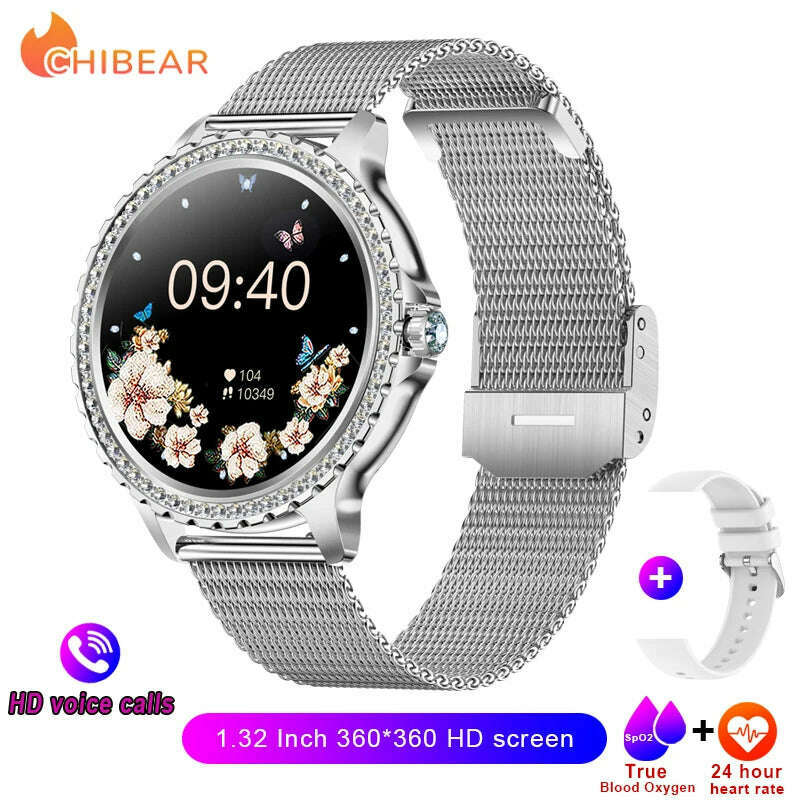 2024New Fashion Women Smart Watch 360*360 HD Screen Sports Bracelet Custom Dial Heart Rate Voice Call Smartwatch For Android IOS - KIMLUD
