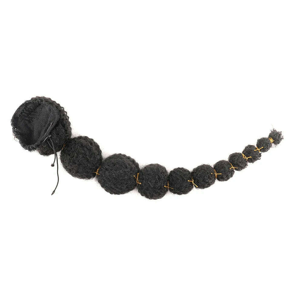 KIMLUD, 24inch Afro Puff Long Straight Drawstring Lantern Bubble Braided Ponytail For Kids Black Women Girl False Clip on Extension, KIMLUD Womens Clothes