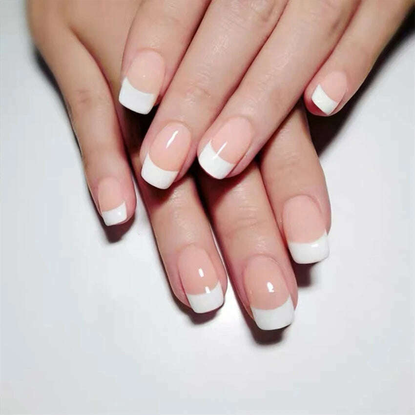 24pcs Light Green Stripe Gradient Wearing Fake Nails Seamless Removable Full Cover Long False Nails Press On Nails With Designs - KIMLUD