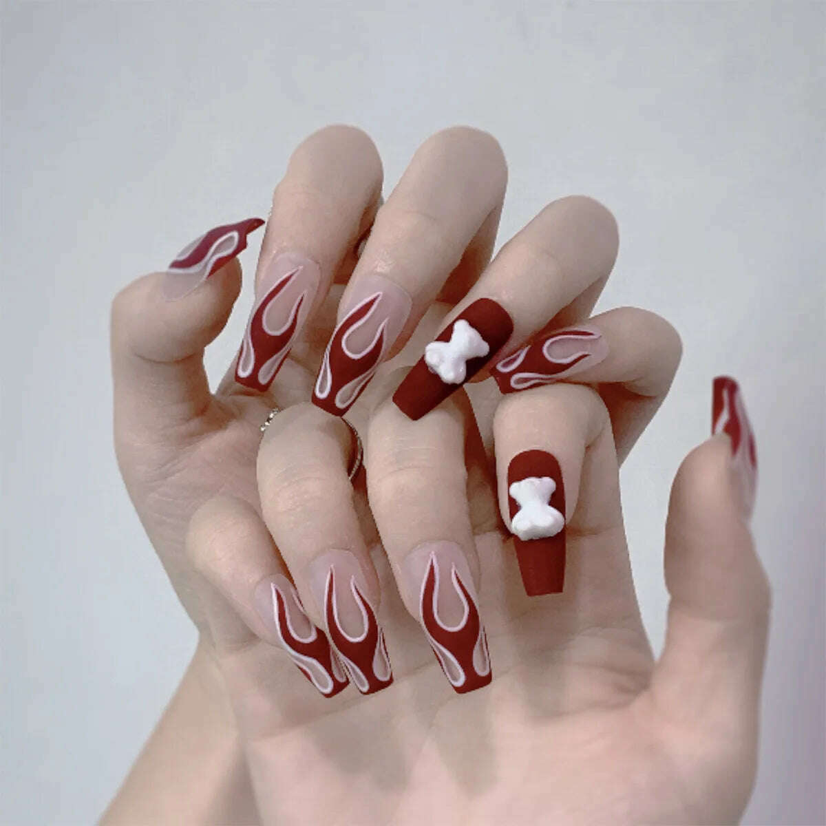 24Pcs/Set Nail Art Fake Nails with Diamonds Pink Silver Glitter Wearing Reusable False Nails Long Ballerina Press on Nail Tips - KIMLUD