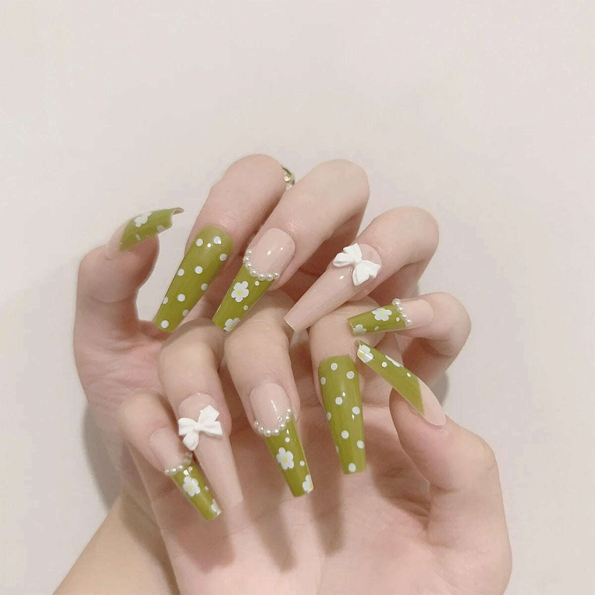 24Pcs/Set Nail Art Fake Nails with Diamonds Pink Silver Glitter Wearing Reusable False Nails Long Ballerina Press on Nail Tips - KIMLUD