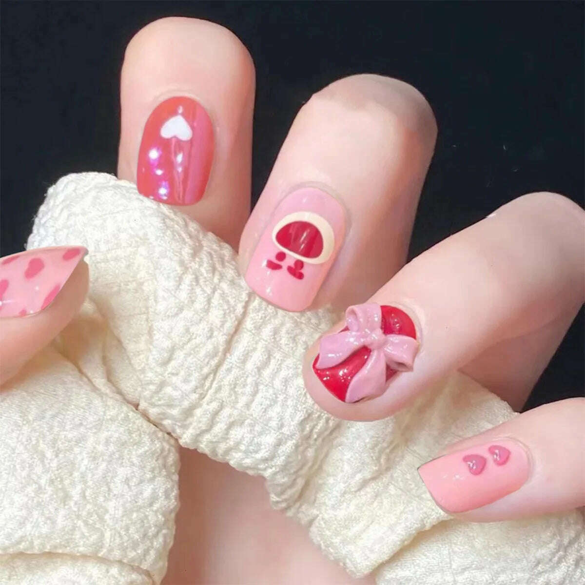 24Pcs/Set Nail Art Fake Nails with Diamonds Pink Silver Glitter Wearing Reusable False Nails Long Ballerina Press on Nail Tips - KIMLUD