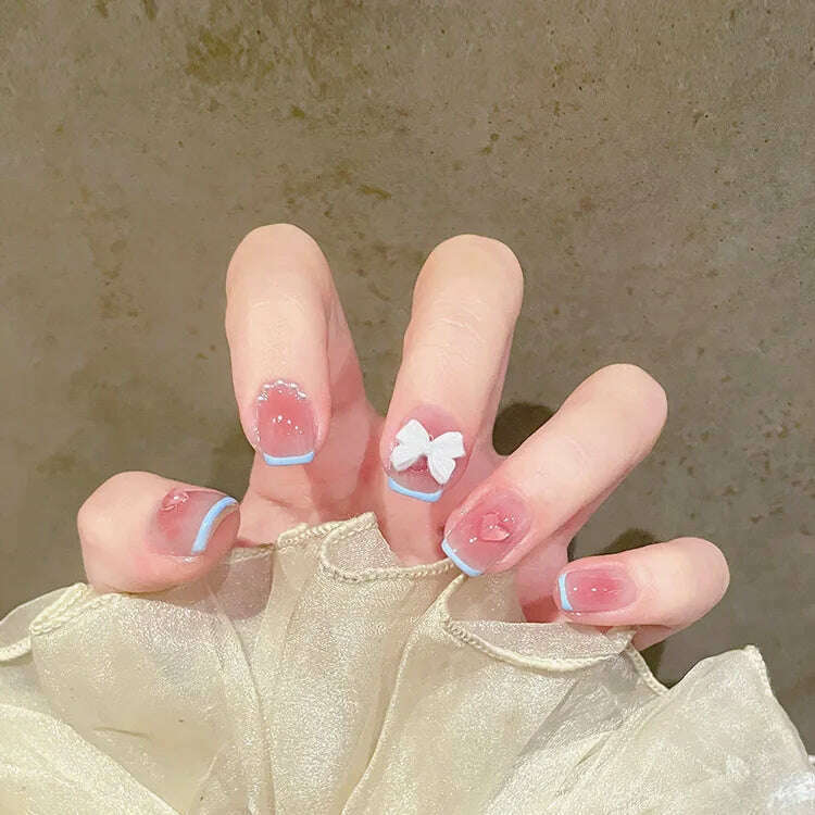 24Pcs/Set Nail Art Fake Nails with Diamonds Pink Silver Glitter Wearing Reusable False Nails Long Ballerina Press on Nail Tips - KIMLUD