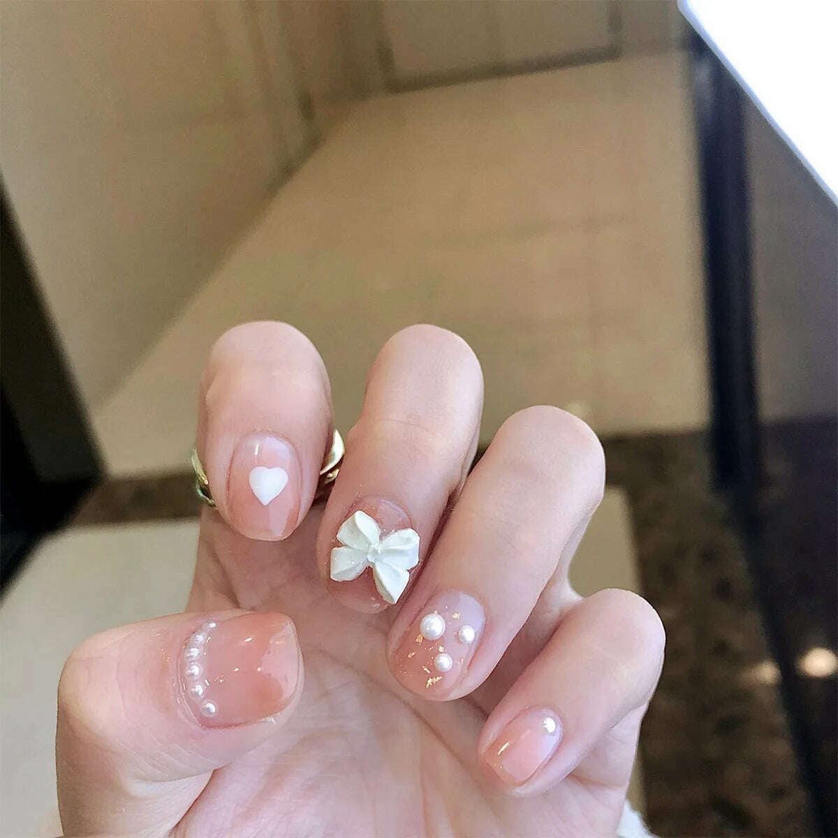 24Pcs/Set Nail Art Fake Nails with Diamonds Pink Silver Glitter Wearing Reusable False Nails Long Ballerina Press on Nail Tips - KIMLUD