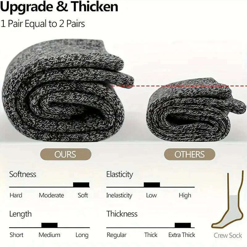 3 Pairs Winter Warm Thick Towel bottom Man Socks Wool Male Socks Slipper Socks Merino Wool Socks Against Cold Snow Socks 39-44 - KIMLUD