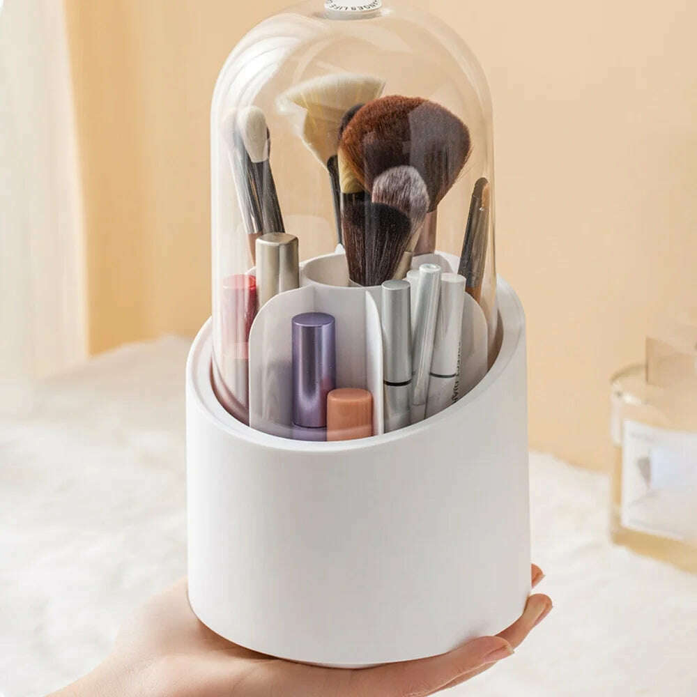 KIMLUD, 360° Rotating Makeup Brush Storage Box Desktop Cosmetic Organizer Lipstick Eyebrow Pencil Eye Shadow Brush Holder Organizer, KIMLUD Womens Clothes