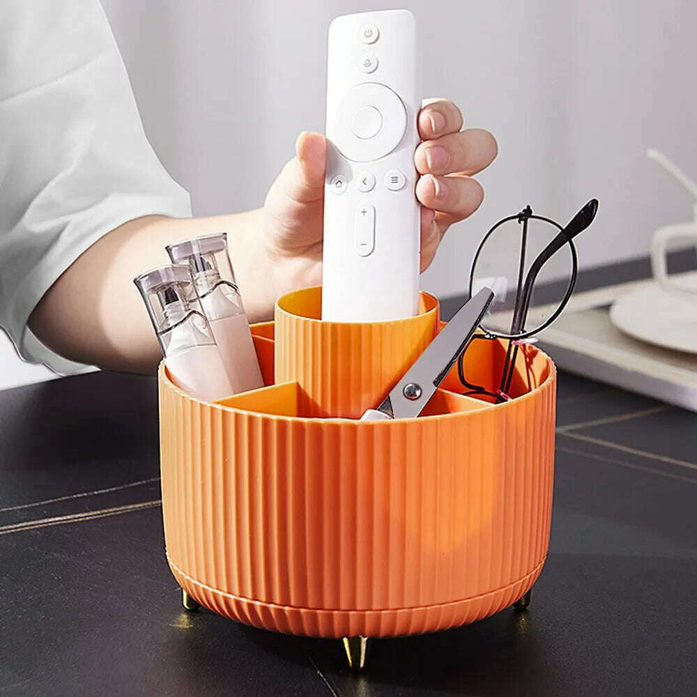 360°Rotating Desktop Makeup Brushes Organizer Cosmetic Storage Box Portable Lipstick Holder Skincare Pen Organizer Stand - KIMLUD