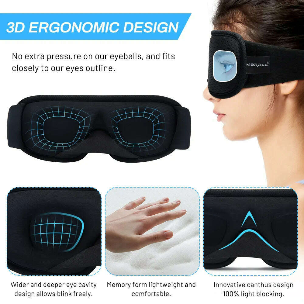 3D Sleeping Mask Block Out Light Sleep Mask For Eyes Soft Sleeping Aid Eye Mask for Travel Eyeshade Night Breathable Slaapmasker - KIMLUD