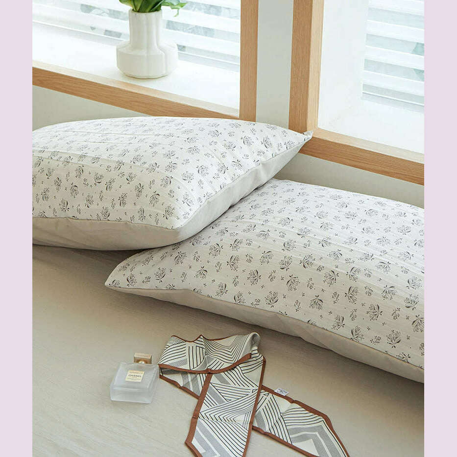 3pcs light gray Duvet Cover Set (1*Duvet Cover + 2*Pillowcase, Without Core), Fresh Flower Print Bedding Set, Soft Comfortable - KIMLUD