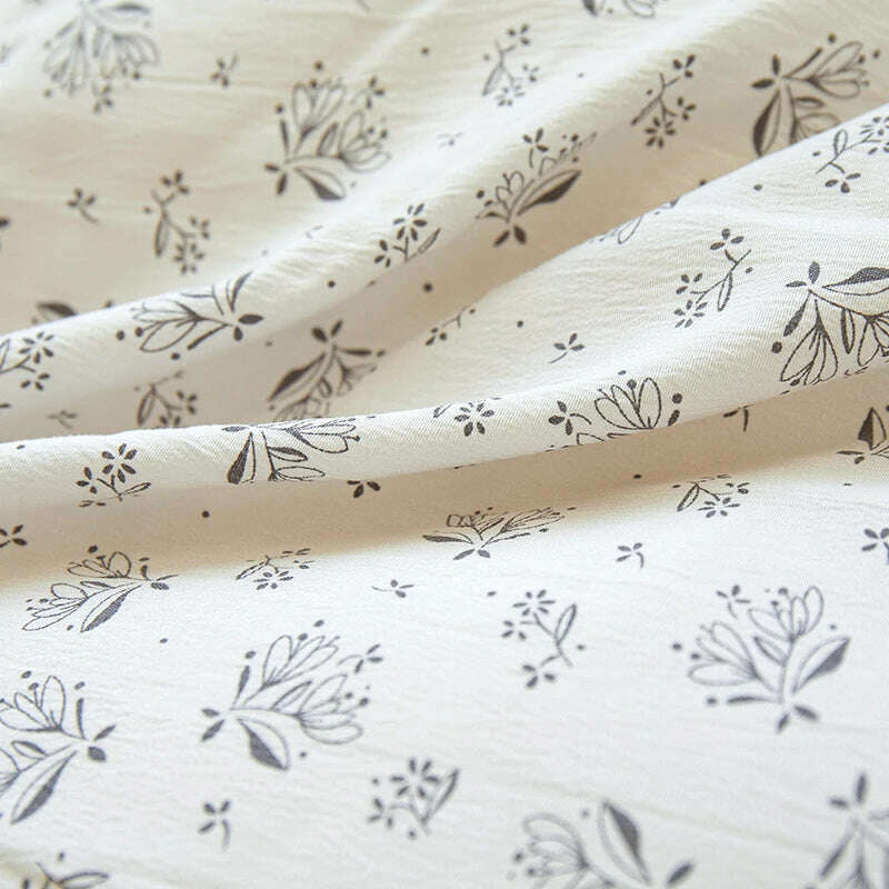 3pcs light gray Duvet Cover Set (1*Duvet Cover + 2*Pillowcase, Without Core), Fresh Flower Print Bedding Set, Soft Comfortable - KIMLUD