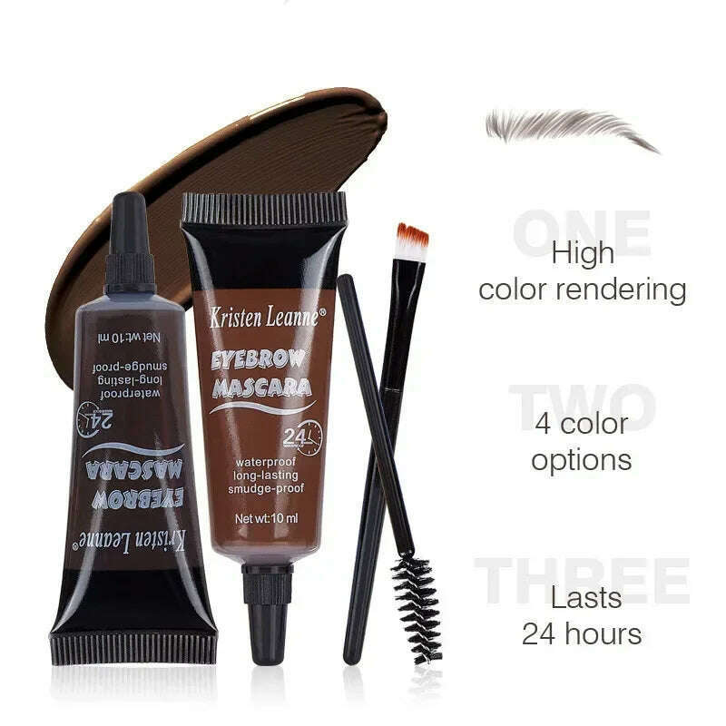 4 Colors Natural Liquid Dyeing Eyebrow Cream Set Waterproof Long Lasting Black Brown Tint Eyebrow Mascara Eyebrows Paint Makeup - KIMLUD