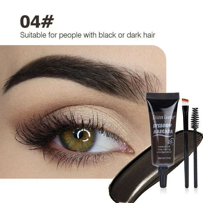 4 Colors Natural Liquid Dyeing Eyebrow Cream Set Waterproof Long Lasting Black Brown Tint Eyebrow Mascara Eyebrows Paint Makeup - KIMLUD