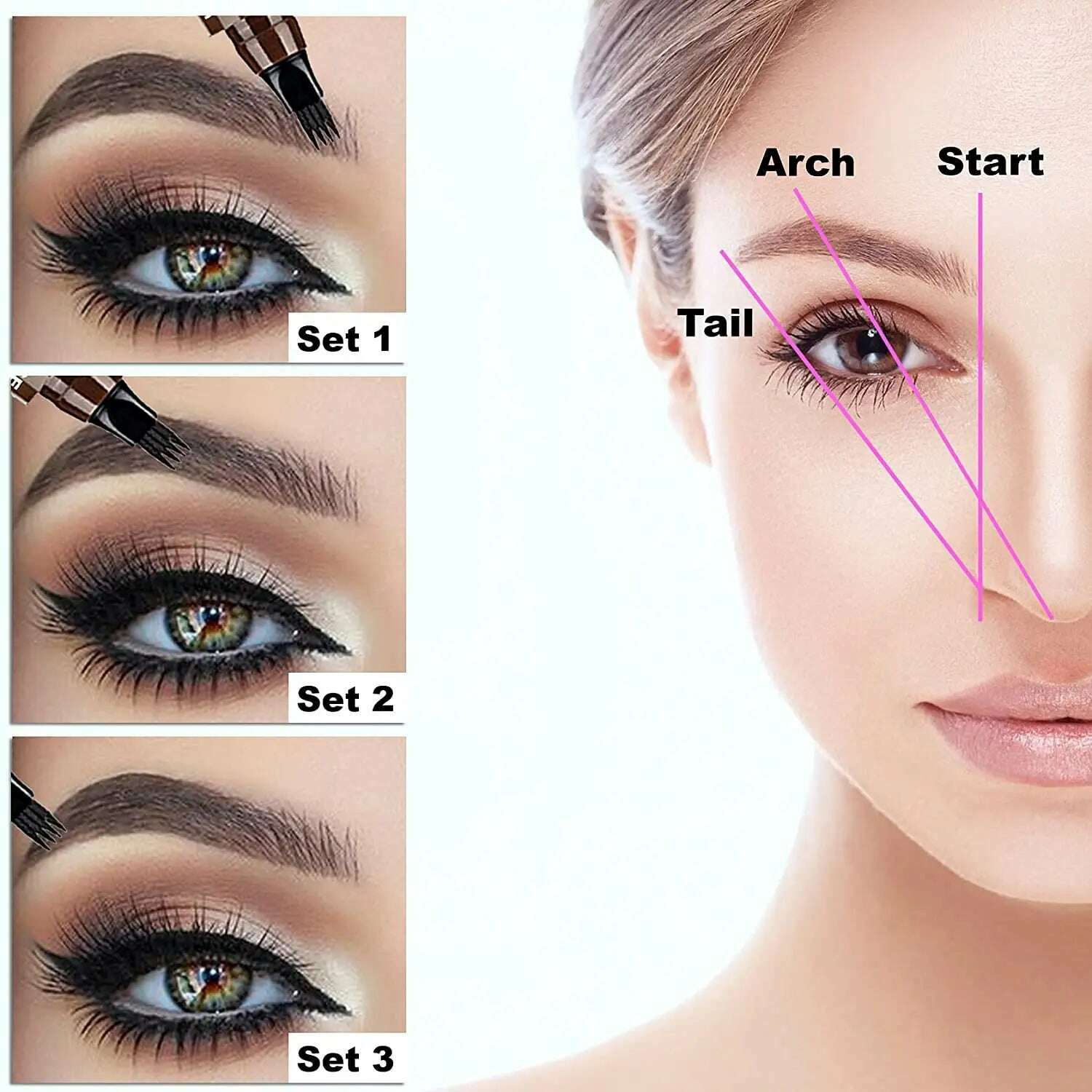 KIMLUD, 4 Point Eyebrow Pencil Maquillajes Para Mujer Waterproof Liquid Eyebrow Pen Makeup Long Lasting Cosmetic Microblade Brow Pencil, KIMLUD Womens Clothes