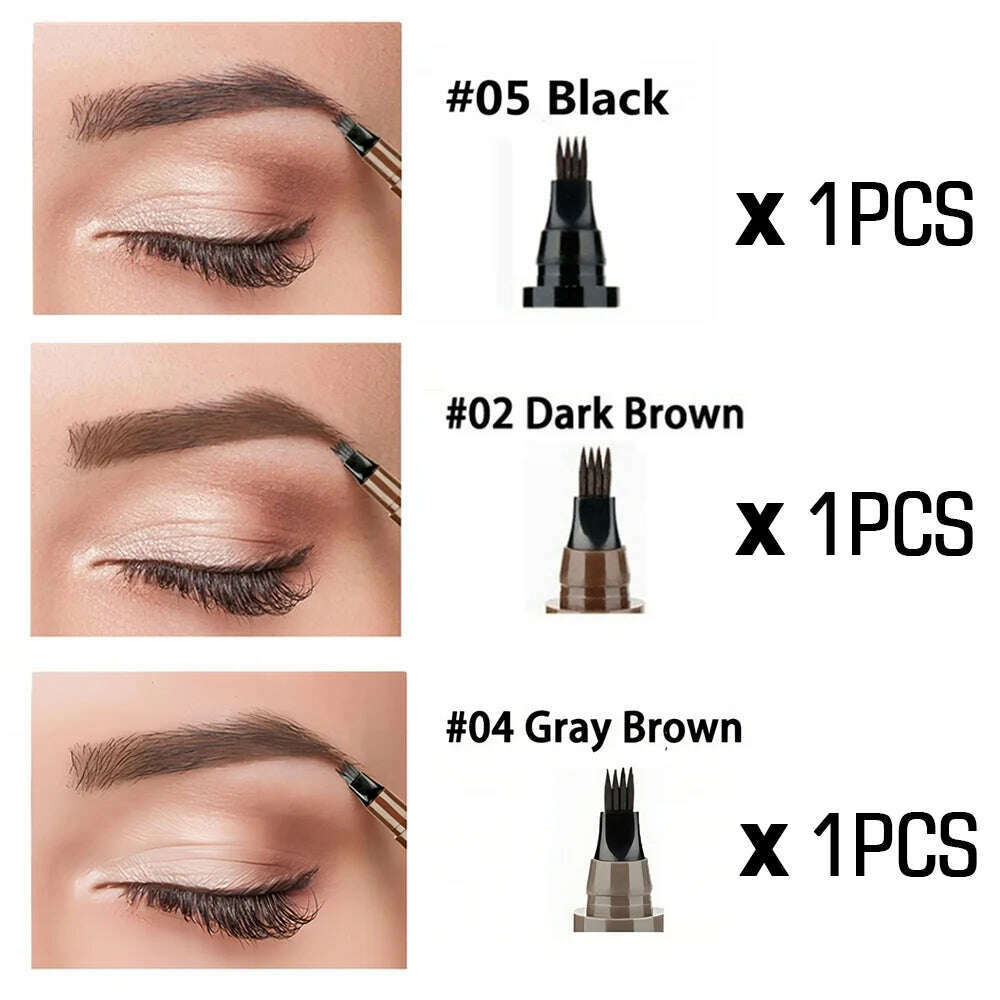 KIMLUD, 4 Point Eyebrow Pencil Maquillajes Para Mujer Waterproof Liquid Eyebrow Pen Makeup Long Lasting Cosmetic Microblade Brow Pencil, 02 04 05 1Pcs, KIMLUD APPAREL - Womens Clothes