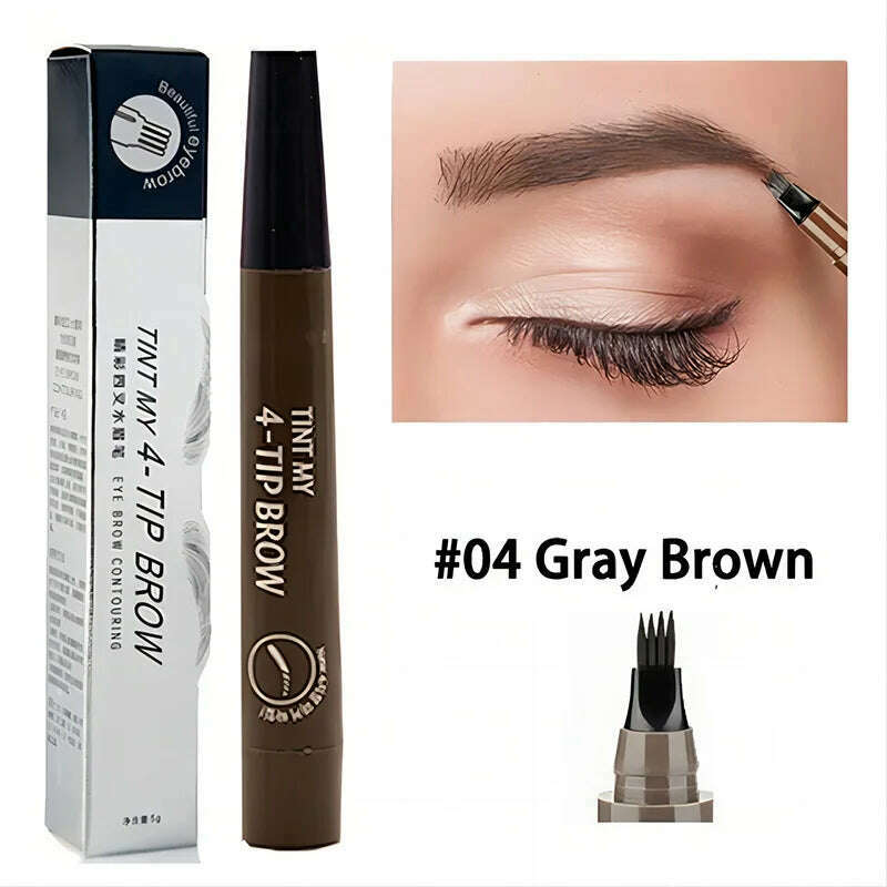 KIMLUD, 4 Point Eyebrow Pencil Maquillajes Para Mujer Waterproof Liquid Eyebrow Pen Makeup Long Lasting Cosmetic Microblade Brow Pencil, 04 Gray Brown, KIMLUD APPAREL - Womens Clothes