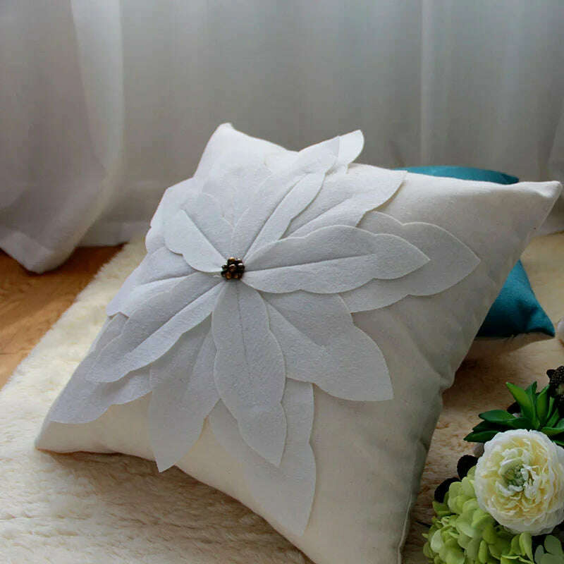 45x45cm High-end Towel Embroidery Flowers Pillow Cover Pink Decorative Pillows Throw Pillow Cases Sofa Living Room Home Decor - KIMLUD
