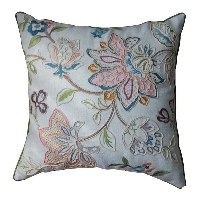 45x45cm High-end Towel Embroidery Flowers Pillow Cover Pink Decorative Pillows Throw Pillow Cases Sofa Living Room Home Decor - KIMLUD
