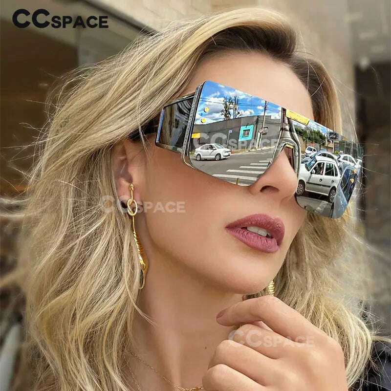 46588 Oversized One Lens Goggle Sunglasses Retro Men Women Fashion Shades UV400 Vintage Glasses - KIMLUD